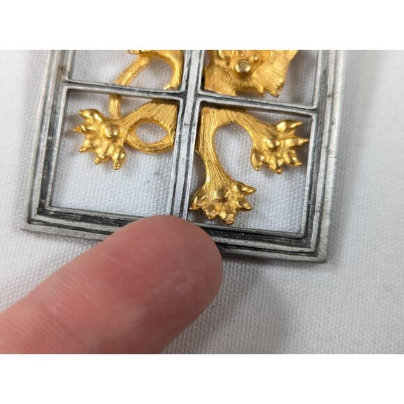 Vintage Jonette Jewelry cat in window brooch, funny costume jewelry, gift for - Picture 3 of 9